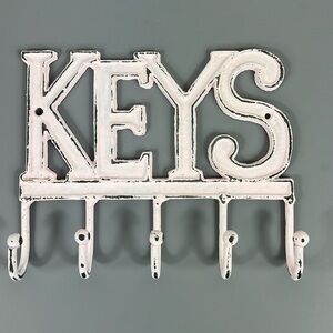 Rustic Key Holder Wall Hook  KEYS Wall Hook Cast Iron Painted Wall Hook Pink